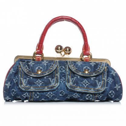 Louis Vuitton Denim Alligator Sac Fermoir GM 1 of 7
