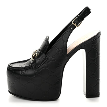 Gucci Guccissima Horsebit Platform 70/160mm Slingback Mules 38.5 Black 1 of 10