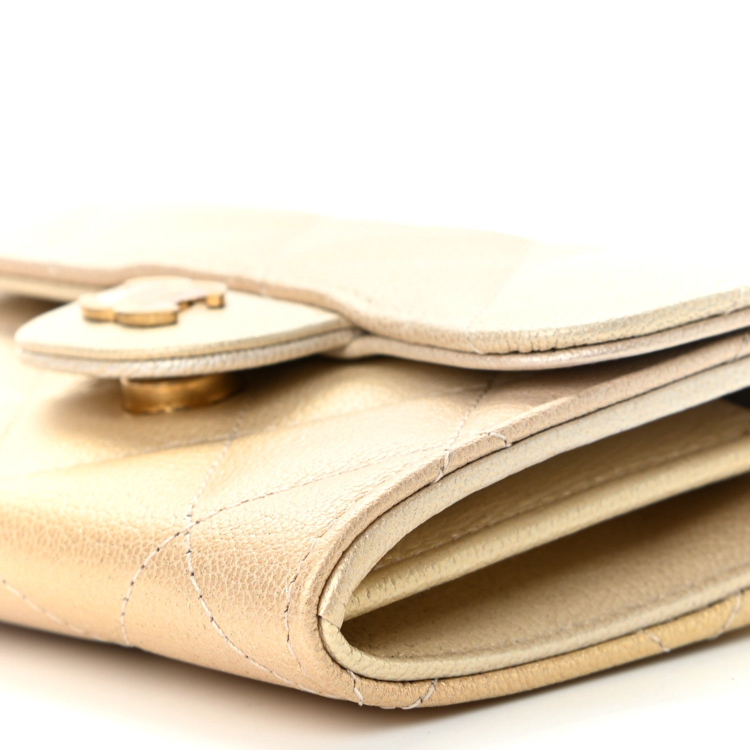Chanel Metallic Goatskin Quilted Ombre Classic Clutch With Chain Beige 10 of 11