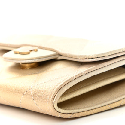 Chanel Metallic Goatskin Quilted Ombre Classic Clutch With Chain Beige 10 of 11