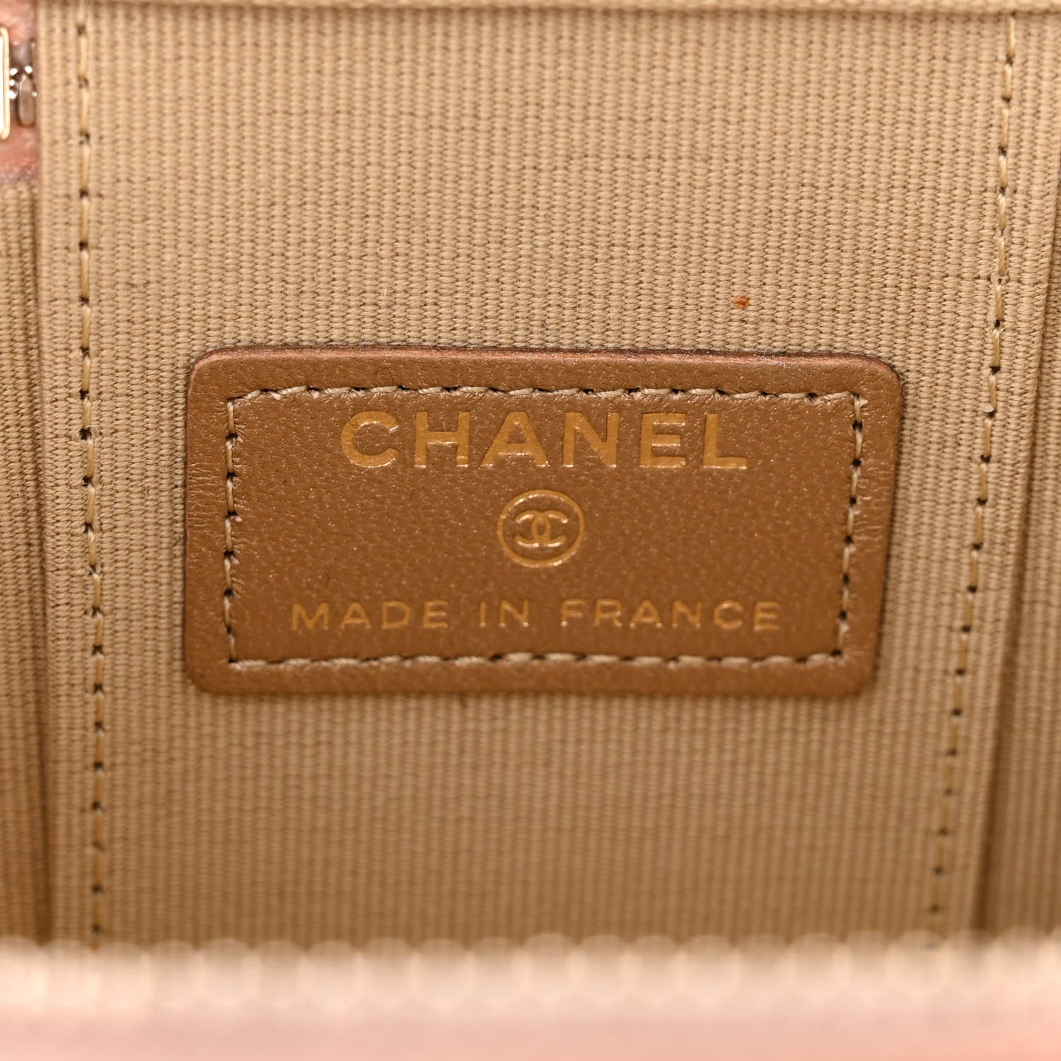Chanel Lambskin Quilted Pearl Crush Mini Vanity Case With Chain Light Beige 6 of 11