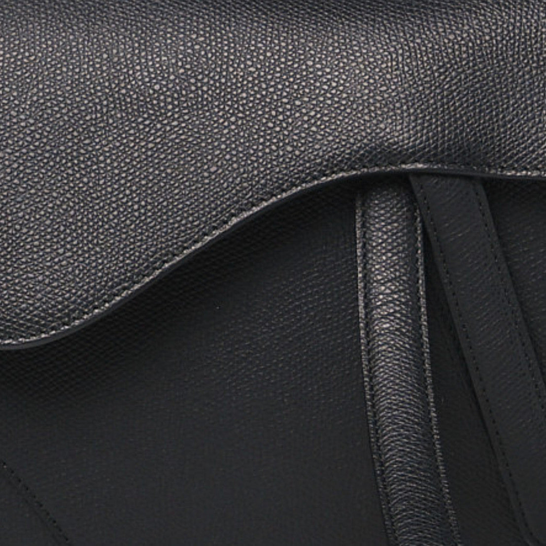 Christian Dior Grained Calfskin Saddle Bag Black 8 of 11