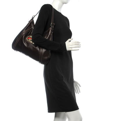 Gucci Calfskin Medium Britt Tote Dark Brown 2 of 7