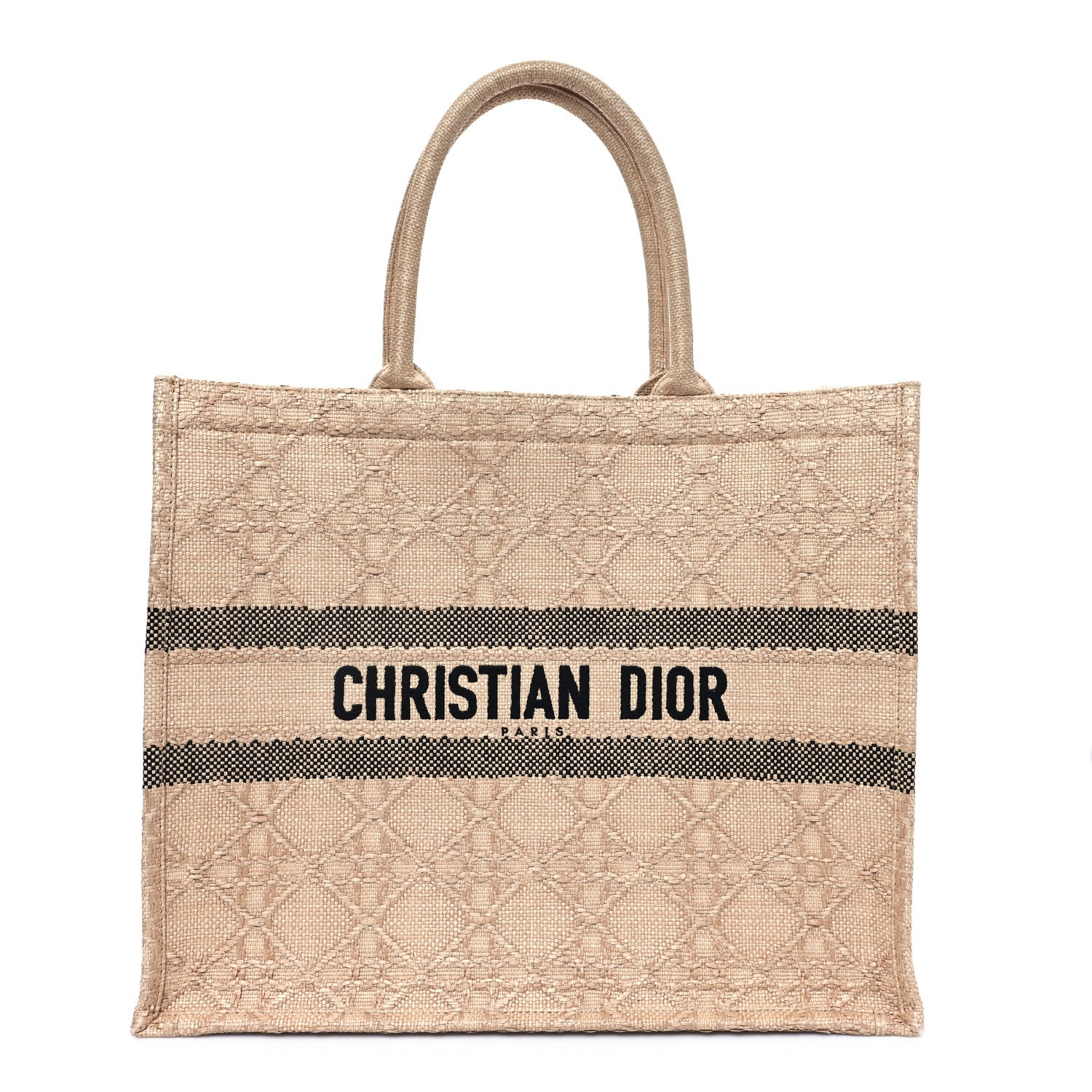 Christian Dior Raffia Cannage Large Book Tote Natural 1 of 11