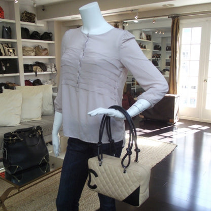 Chanel Calfskin Quilted Large Cambon Bowler Beige Black 2 of 12