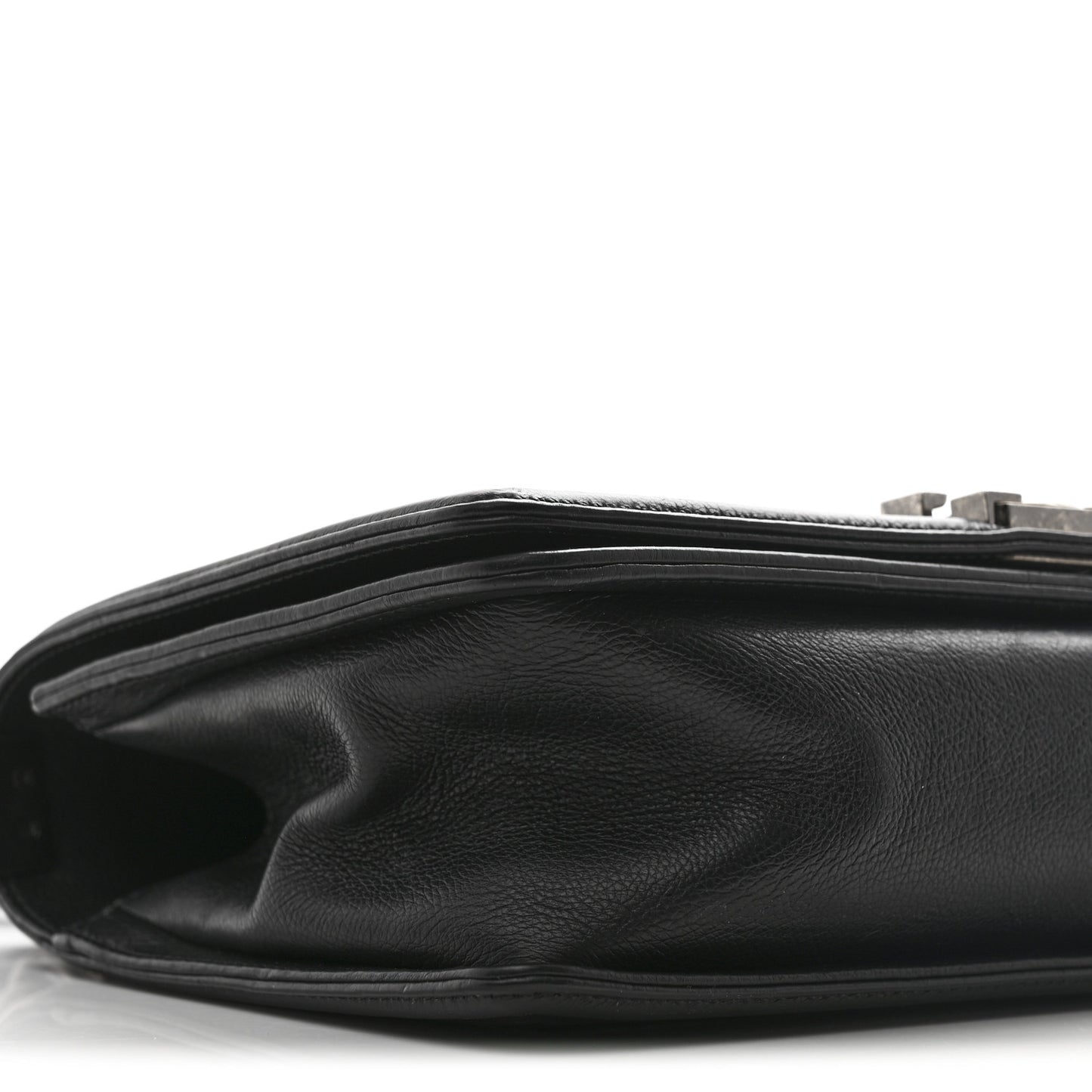 Calfskin Double Stitch Medium Boy Flap Black