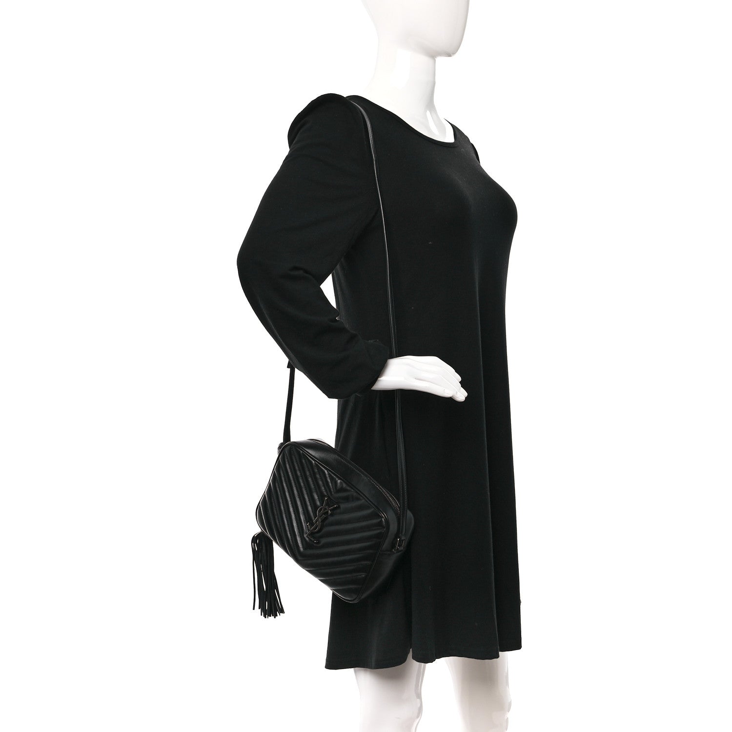 Saint Laurent Calfskin Matelasse Monogram Lou Camera Bag Black 2 of 10