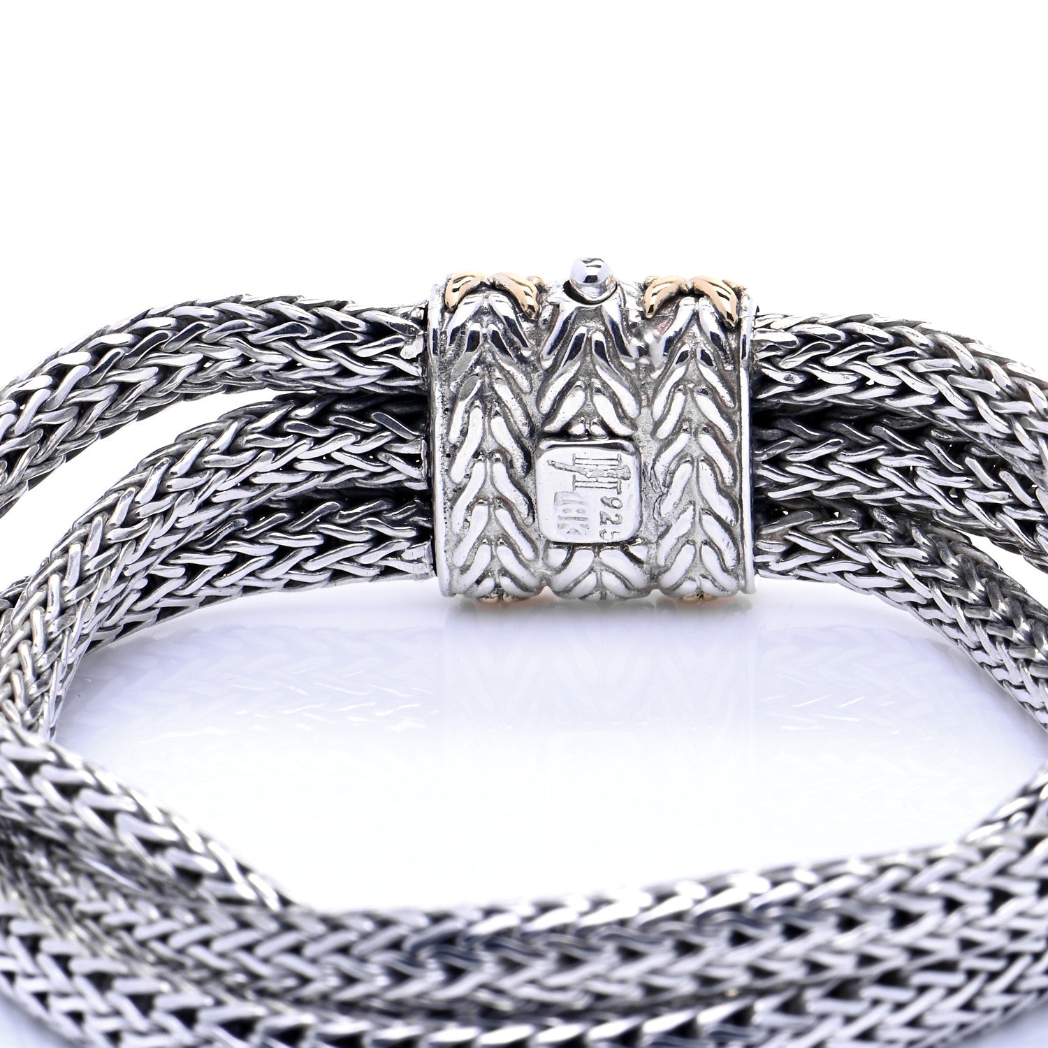 John Hardy Sterling Silver 18k Yellow Gold Classic Chain 3-Row Bracelet 4 of 6