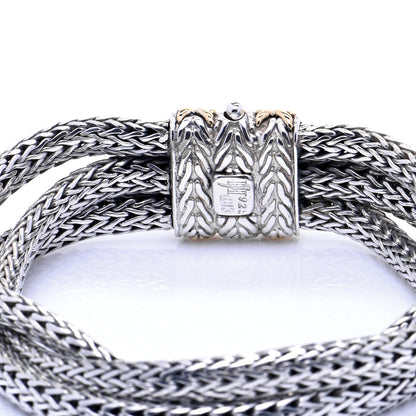 John Hardy Sterling Silver 18k Yellow Gold Classic Chain 3-Row Bracelet 4 of 6