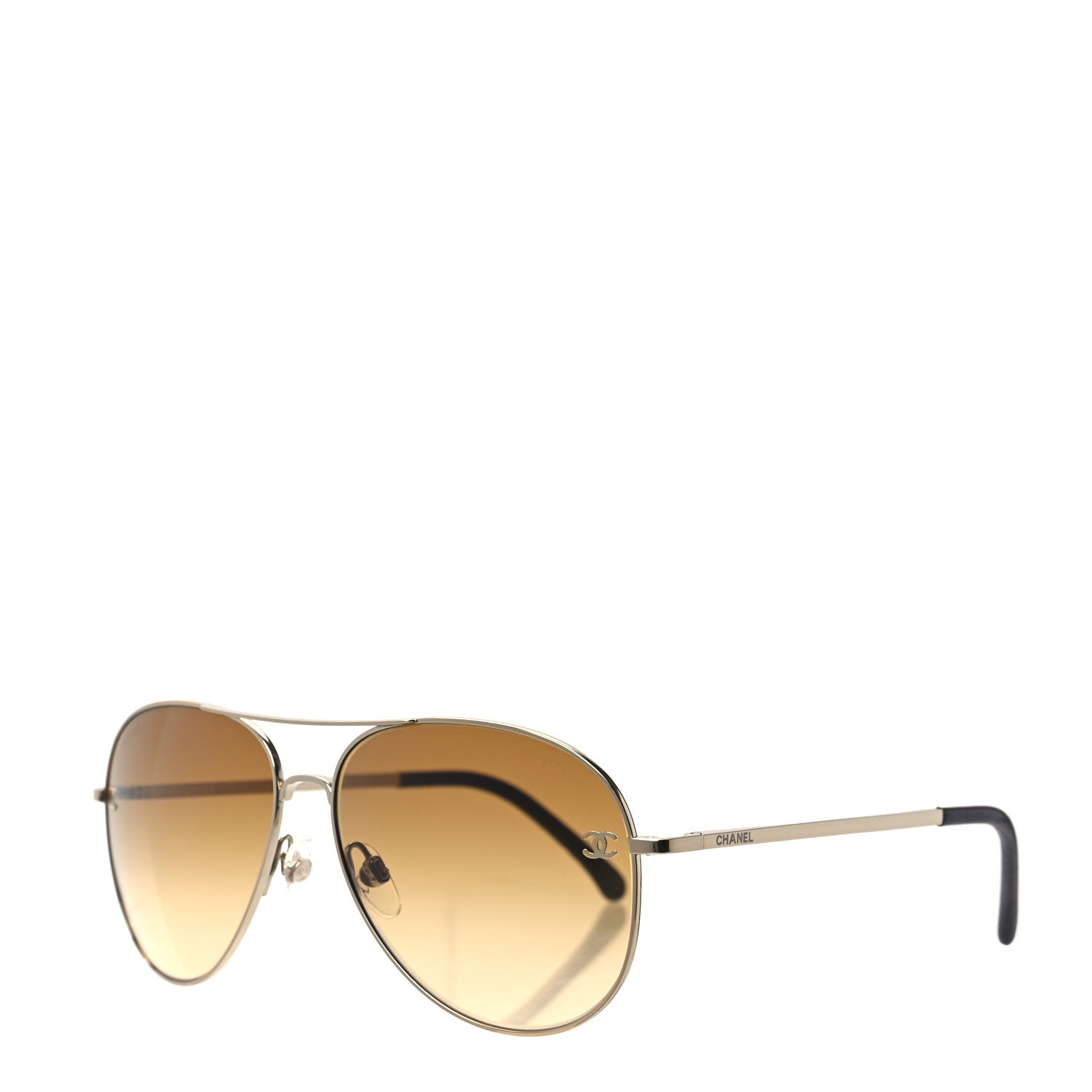 Chanel Aviator CC Sunglasses 4189-T-Q Gold 1 of 6
