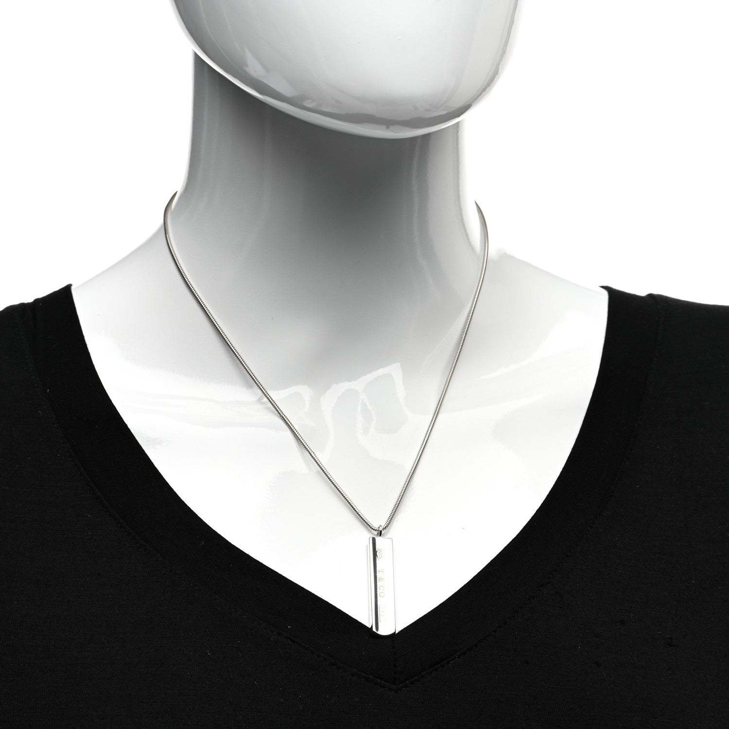 Tiffany Sterling Silver 1837 Bar Pendant Necklace 2 of 4