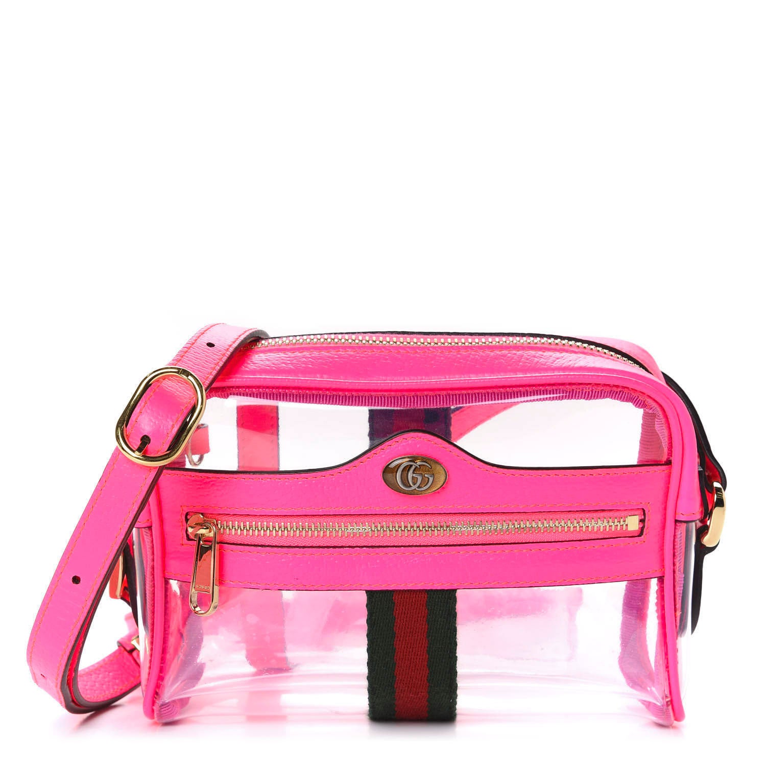 Gucci Vinyl Web Mini Ophidia Transparent Shoulder Bag Fluorescent Fuchsia 1 of 9