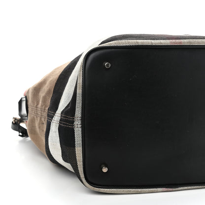 Burberry Canvas Mega Check Medium Ashby Hobo Saddle Black 9 of 19