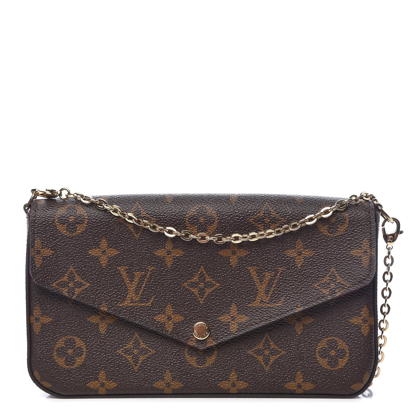 Monogram Pochette Felicie Chain Wallet Fuchsia