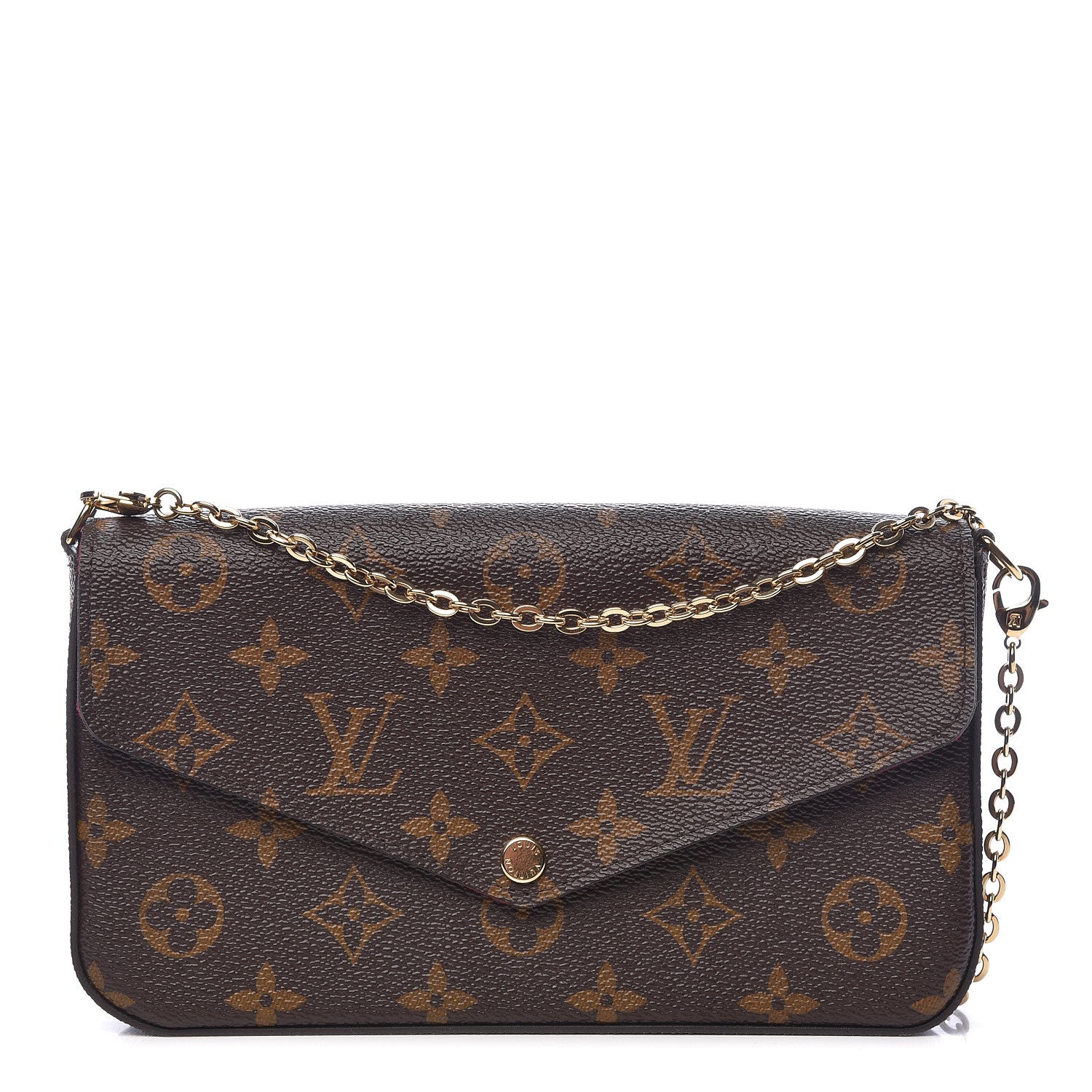 Louis Vuitton Monogram Pochette Felicie Chain Wallet Fuchsia 1 of 14