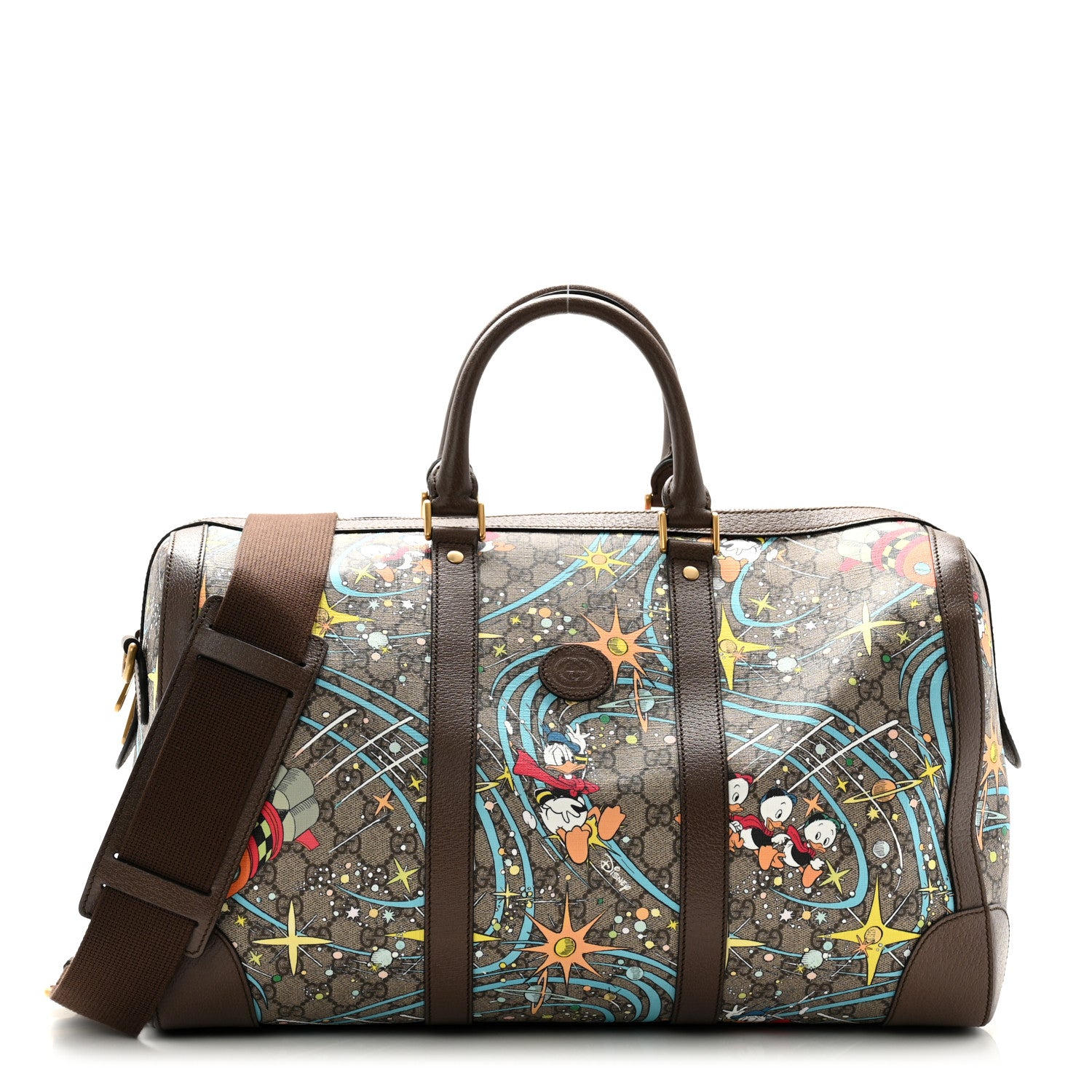 Gucci X DISNEY GG Supreme Monogram Donald Duck Retro Interlocking G Duffle Bag Beige Multicolor New Acero 1 of 11