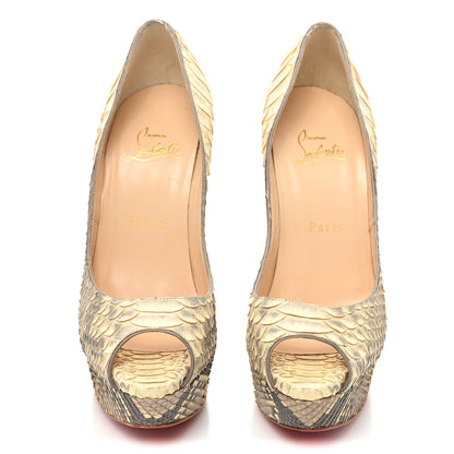 Christian Louboutin Python Lady Peep 150 Pumps 37.5 Beige 2 of 13