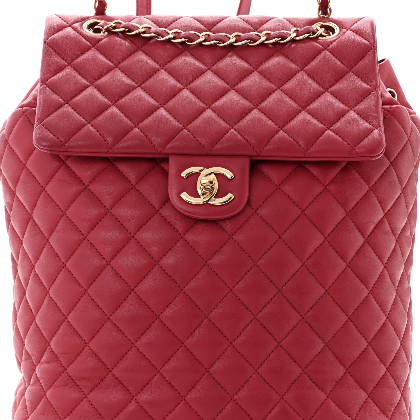 Lambskin Quilted Large Urban Spirit Backpack Red