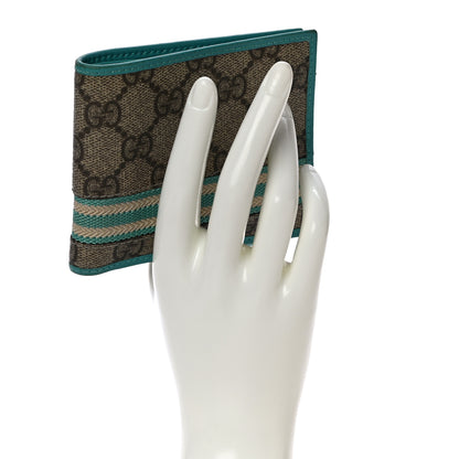 Gucci GG Supreme Monogram Web Bi-Fold Wallet White Blue 2 of 11
