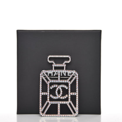 Chanel Crystal Perfume Bottle CC Brooch Ruthenium Iridescent Blue 5 of 5