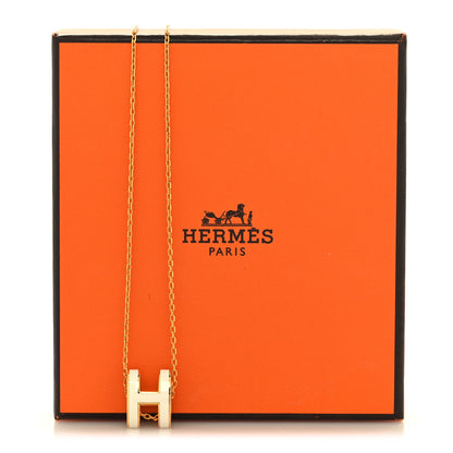 Hermes Lacquered Rose Gold Pop H Pendant Necklace White 6 of 6