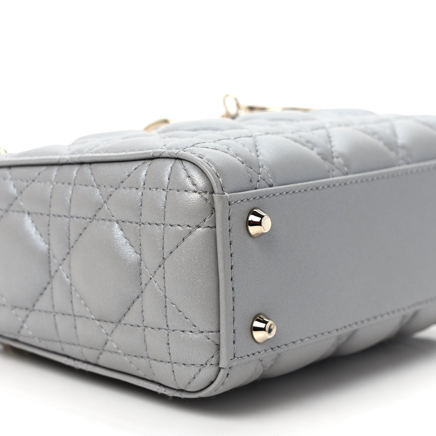 Christian Dior Metallic Lambskin Cannage Mini Lady Dior Grey 8 of 10