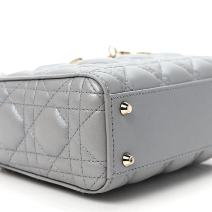 Christian Dior Metallic Lambskin Cannage Mini Lady Dior Grey 8 of 10