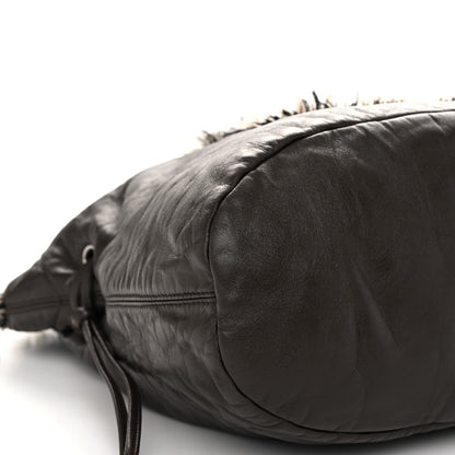Chanel Tweed Lambskin Drawstring Tweedy Tote Brown 9 of 10