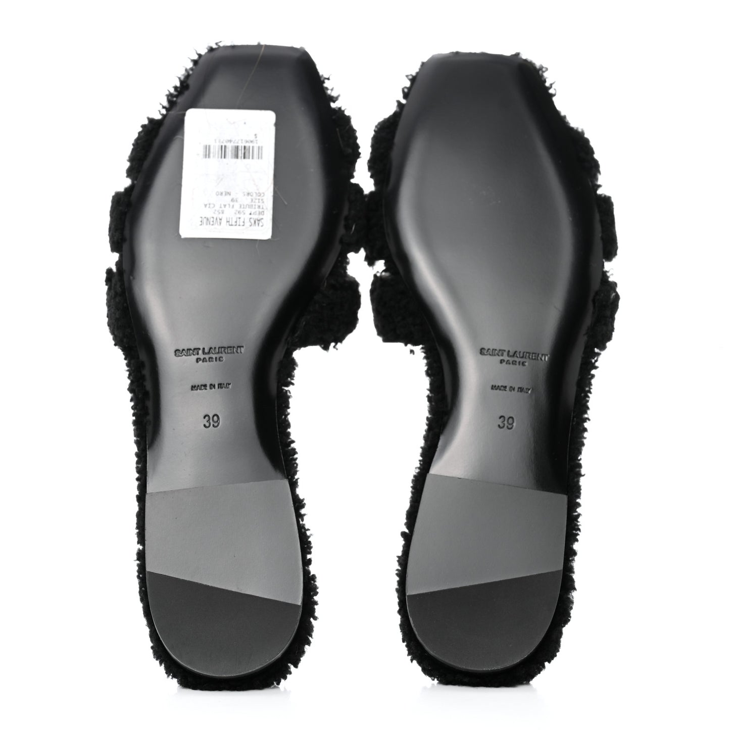 Shearling Tribute Flat Mules 39 Black