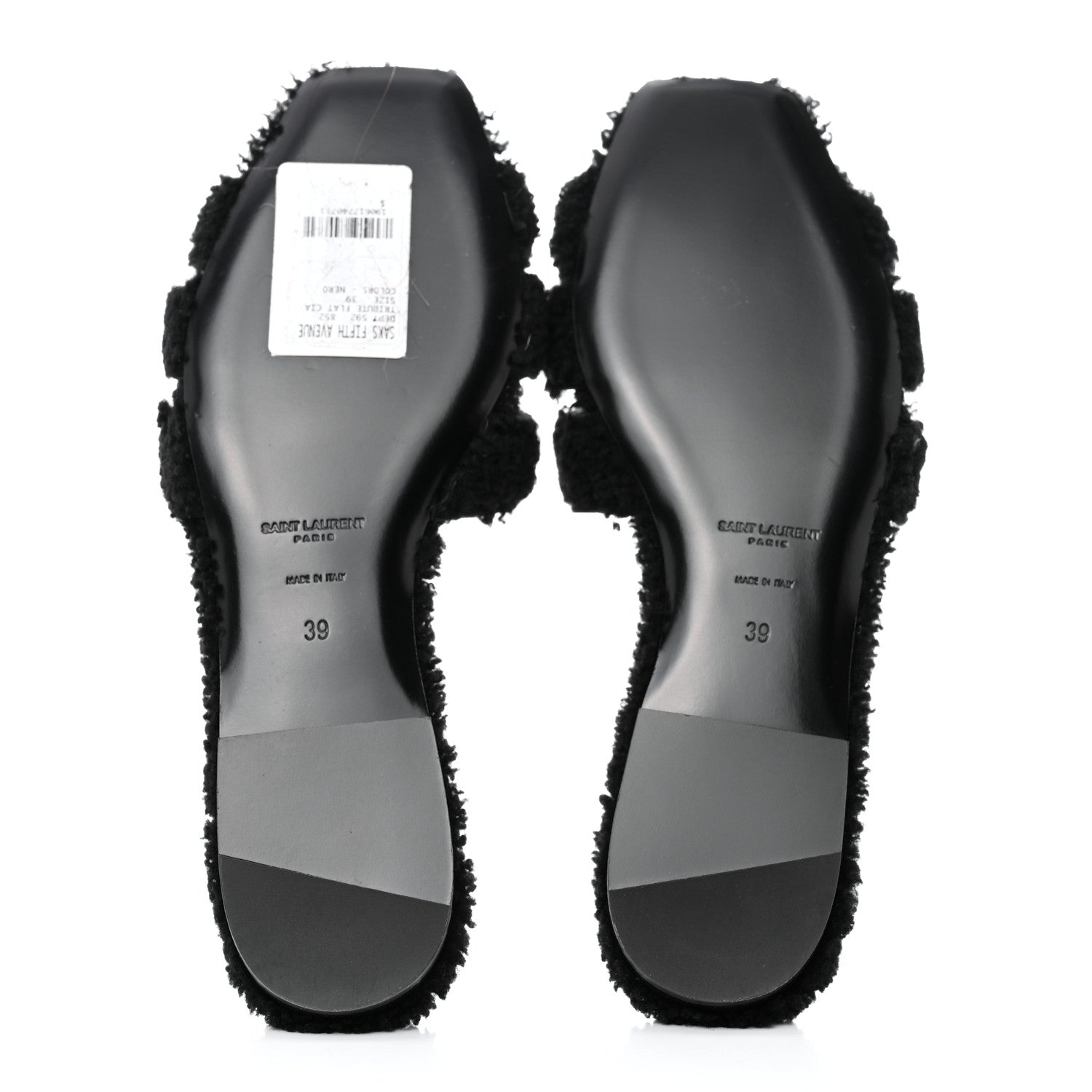 Saint Laurent Shearling Tribute Flat Mules 39 Black 5 of 9