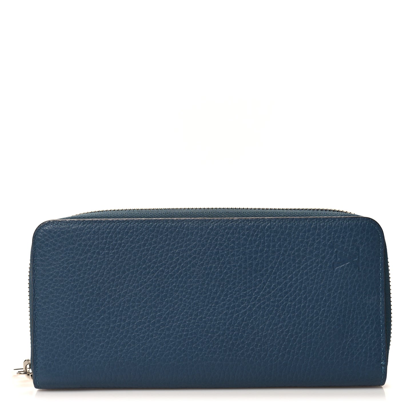 Taurillon Vertical Zippy Wallet Blue Gris