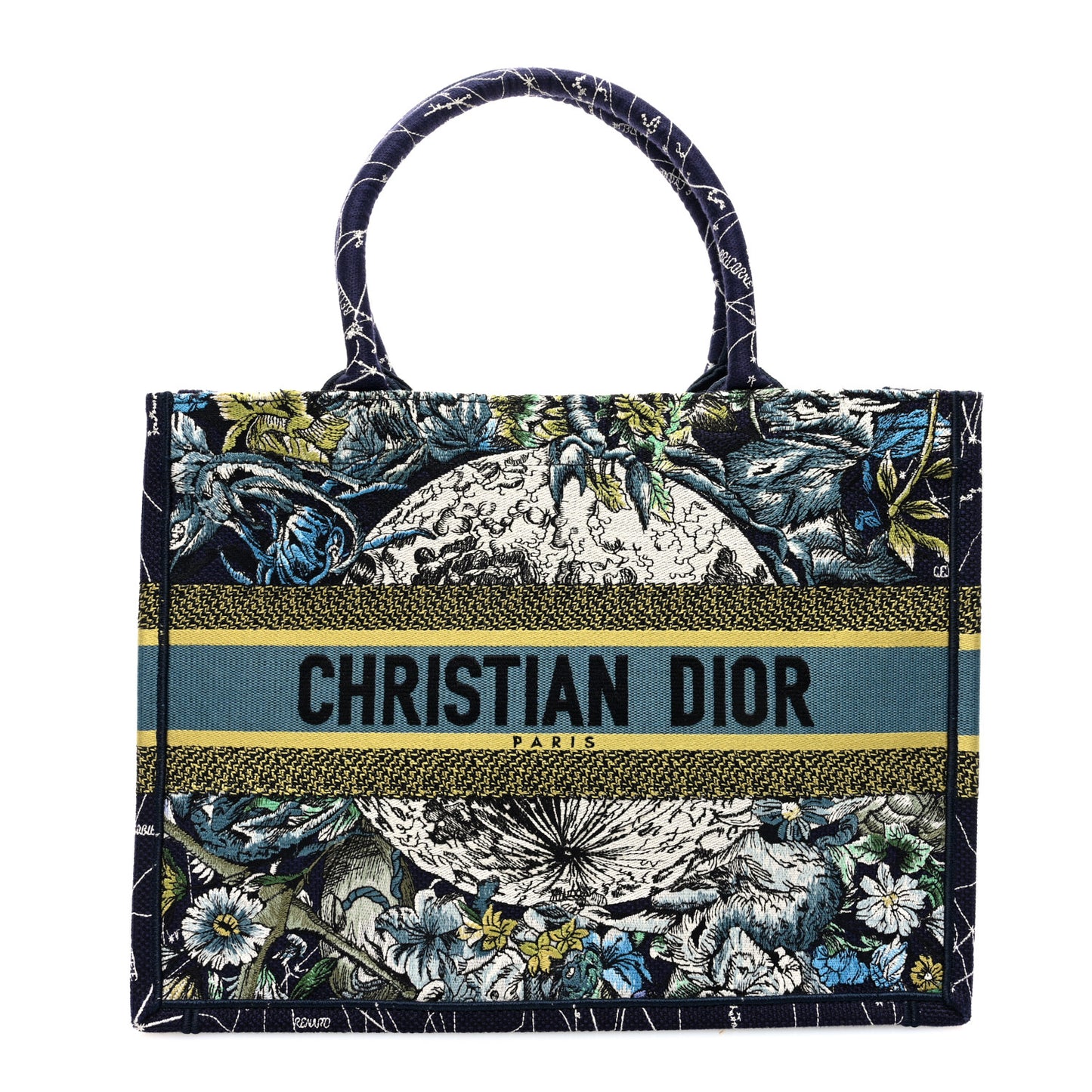 Canvas Embroidered Medium Zodiac Book Tote Blue Multicolor