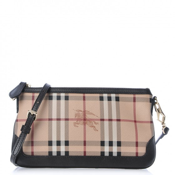 Haymarket Check Small Peyton Crossbody Clutch Bag Chocolate