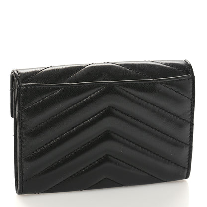 Saint Laurent Nappa Matelasse Chevron Small Monogram Envelope Wallet Black 3 of 9