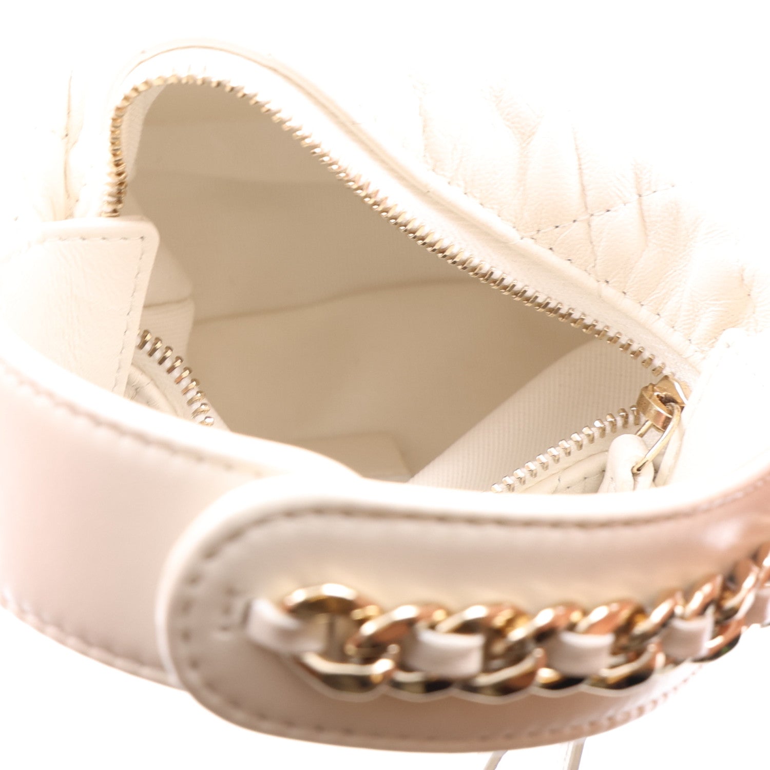 Chanel Lambskin Quilted Chain Around Pouch Hobo White 5 of 9