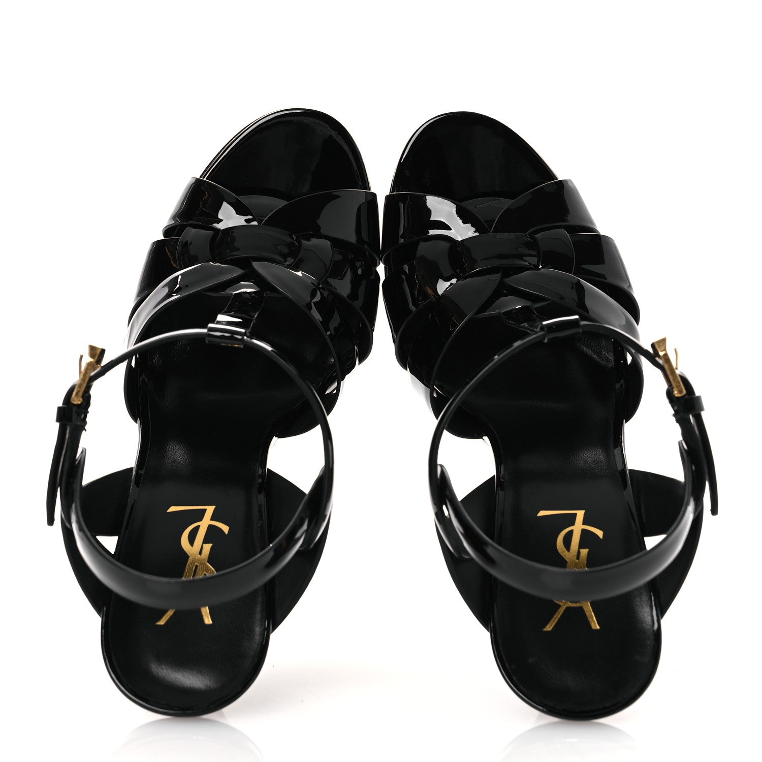 Saint Laurent Patent Tribute 105 Platform Sandals 38 Black 2 of 11