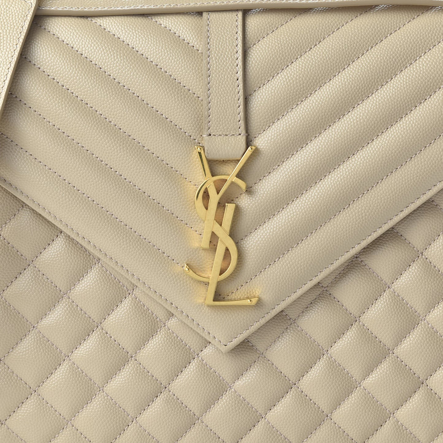 Grain De Poudre Large Tri-Quilt Monogram Satchel Nude Powder