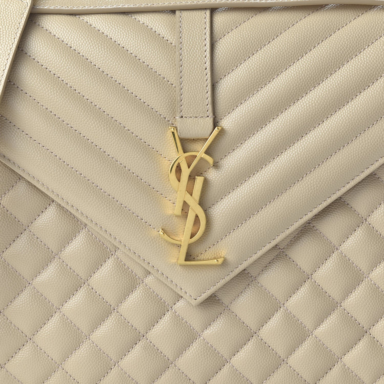 Saint Laurent Grain De Poudre Large Tri-Quilt Monogram Satchel Nude Powder 9 of 9