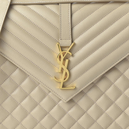 Saint Laurent Grain De Poudre Large Tri-Quilt Monogram Satchel Nude Powder 9 of 9