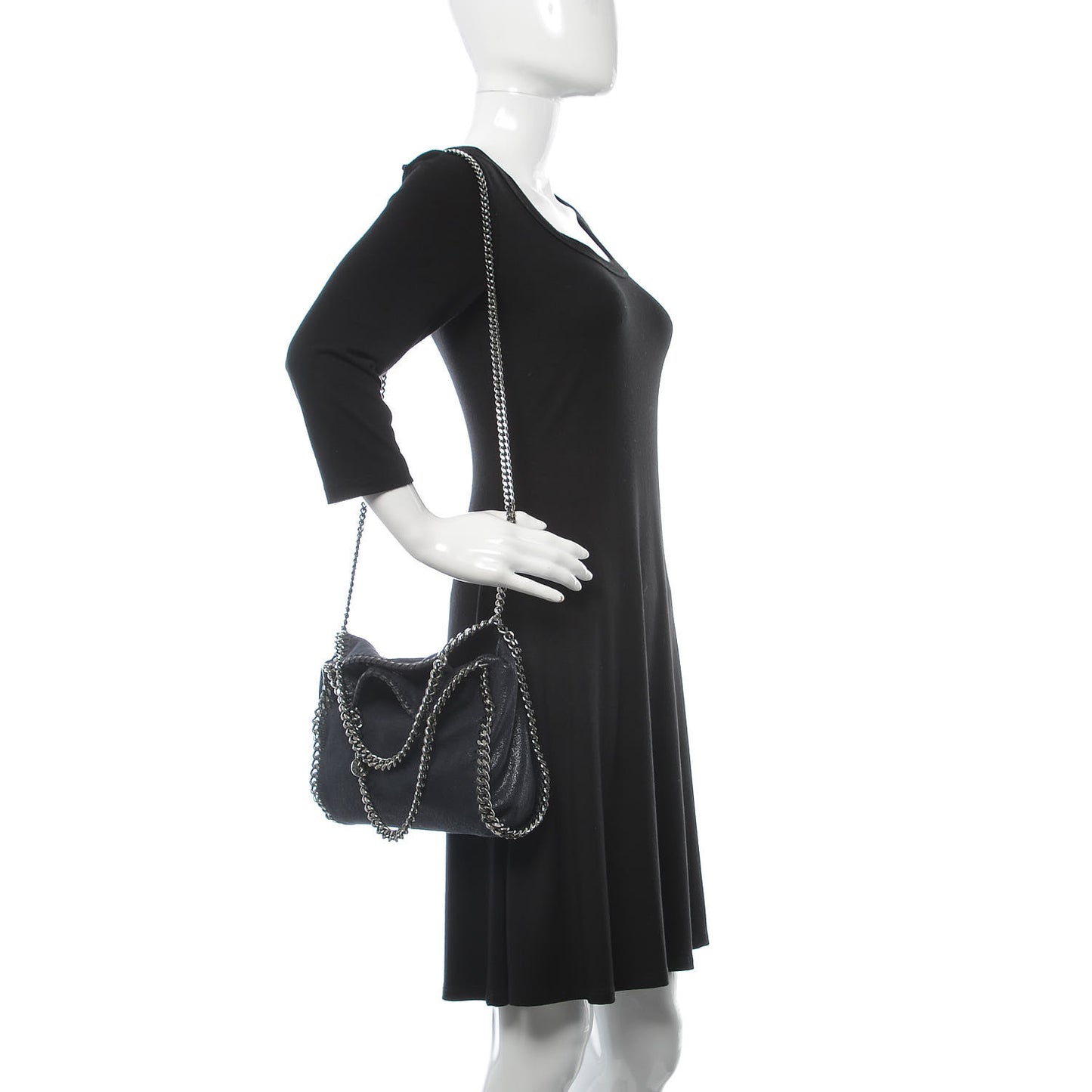 Shaggy Deer Mini Falabella Fold Over Tote Navy