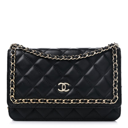 Chanel Lambskin Quilted Chain Around Wallet On Chain WOC Black 1 of 15