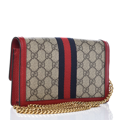 Gucci GG Supreme Monogram Web Queen Margaret Chain Wallet Red 3 of 7
