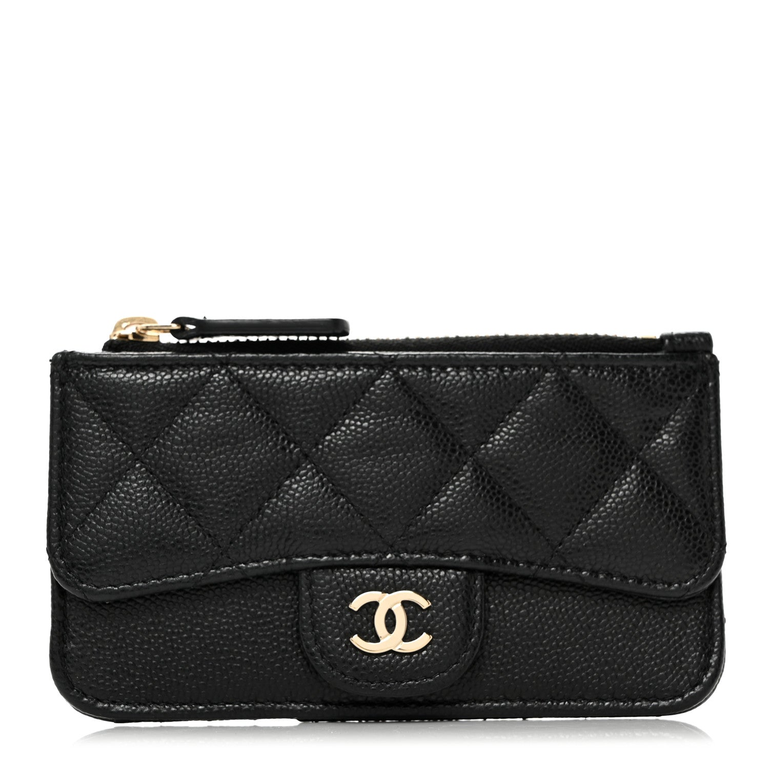 Chanel Caviar Quilted Flap Zip Card Holder Black 1 of 8