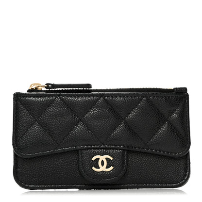 Chanel Caviar Quilted Flap Zip Card Holder Black 1 of 8