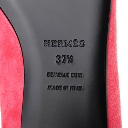 Hermes Velvet Goatskin Patent Epsom Nice Ballerina Flats 37.5 Fuchsia Black 7 of 7