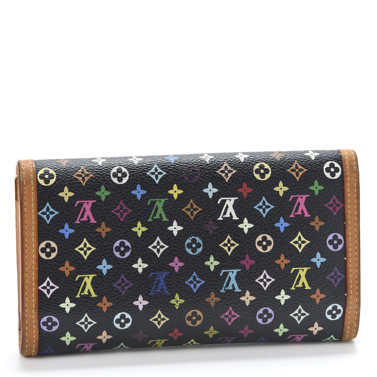 Louis Vuitton Monogram Multicolor Porte Tresor International Wallet Black 2 of 10