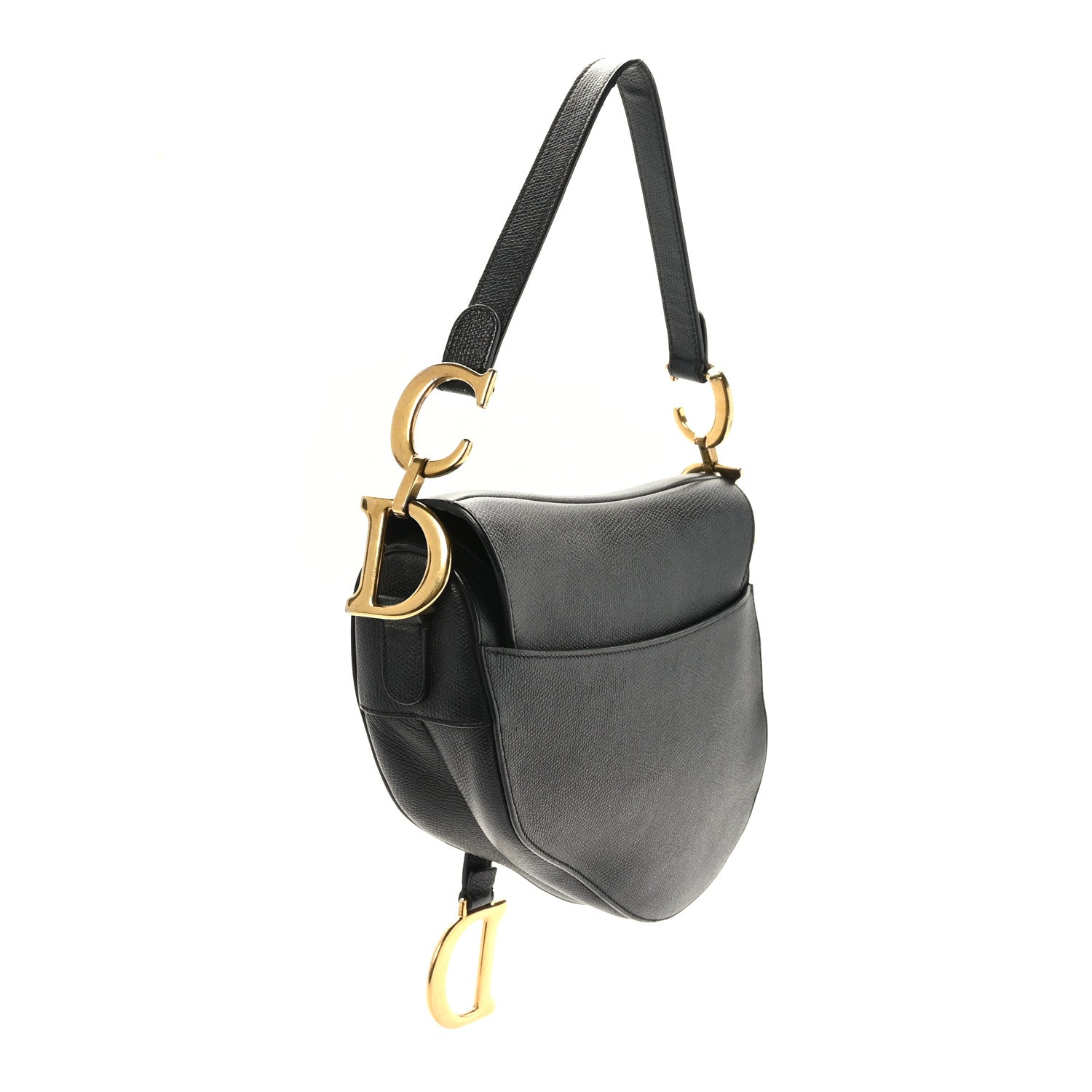 Christian Dior Grained Calfskin Saddle Bag Black 2 of 9