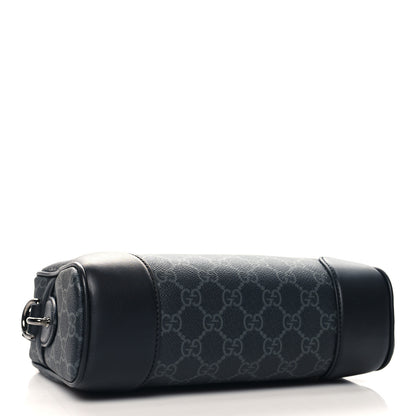 Gucci GG Supreme Monogram Textured Calfskin Emblem Small Crossbody Black 4 of 10