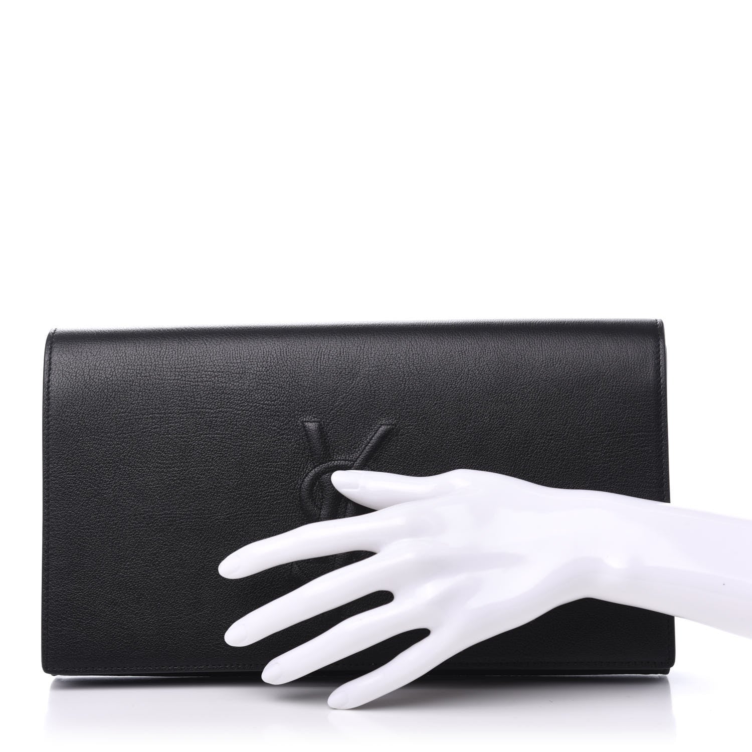 Saint Laurent Calfskin Monogram Large Belle De Jour Clutch Black 2 of 9