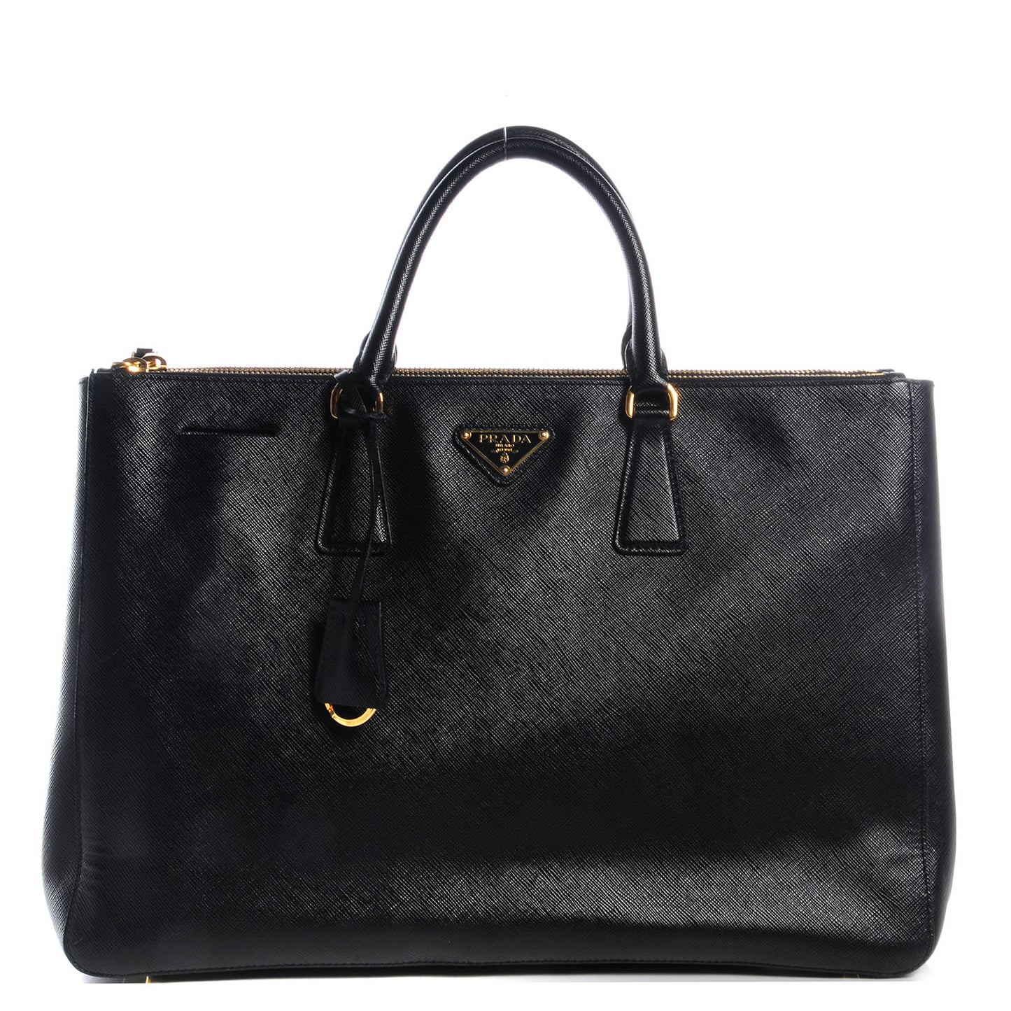 Saffiano Lux Large Double Zip Tote Nero Black
